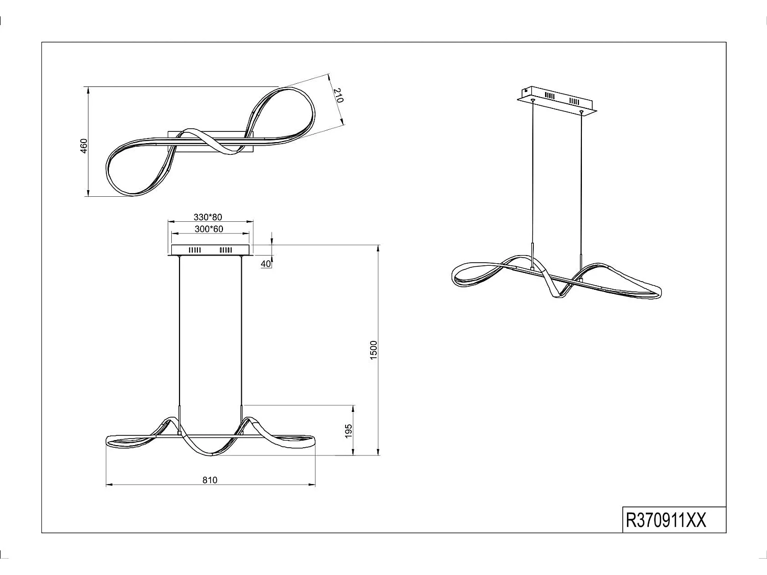 Lampada a sospensione LED, metallo, bianco, L 80 cm, Perugia