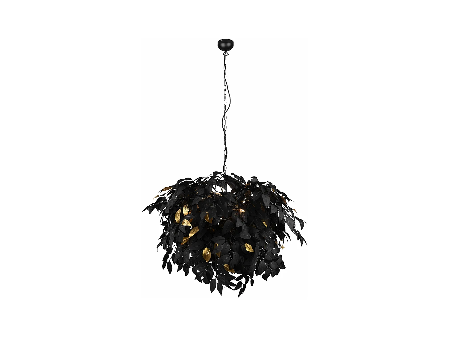 Lampada a sospensione, metallo, nero e oro, D 70 cm, Leavy