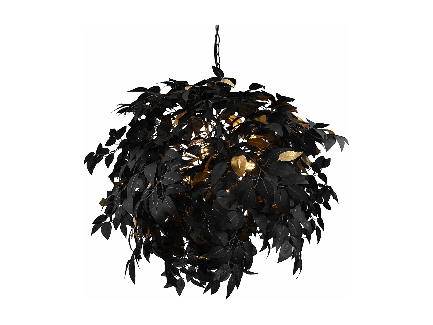 Lampada a sospensione, metallo, nero e oro, D 70 cm, Leavy