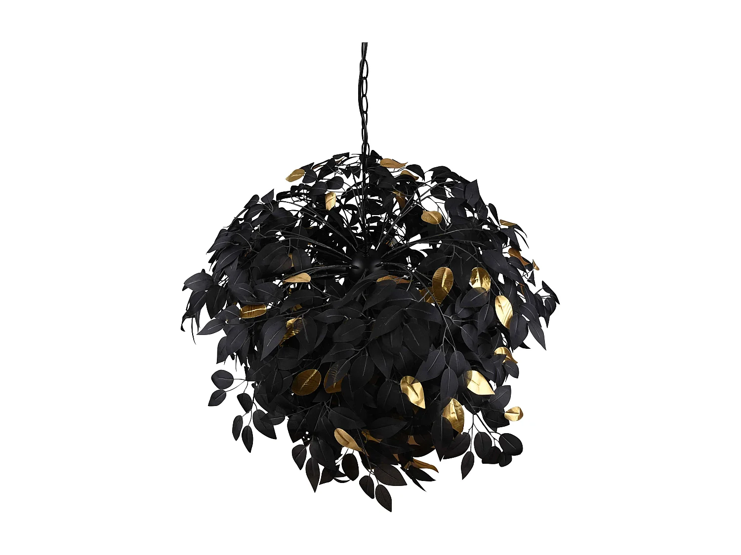 Lampada a sospensione, metallo, nero e oro, D 70 cm, Leavy