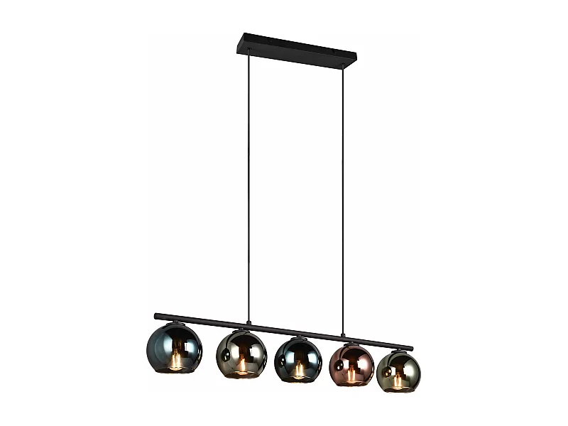 Lampada a sospensione 5 vetri, metallo, nero e multicolor, L 83 cm, Sheldon