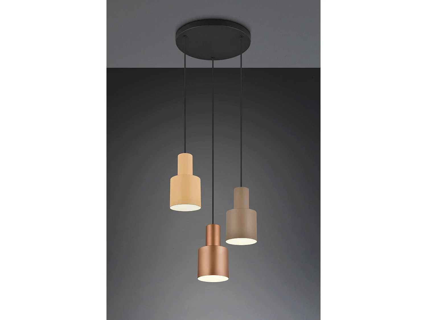 Lampada a sospensione 3 diffusori, metallo, multicolor, 37x150 cm, Agudo