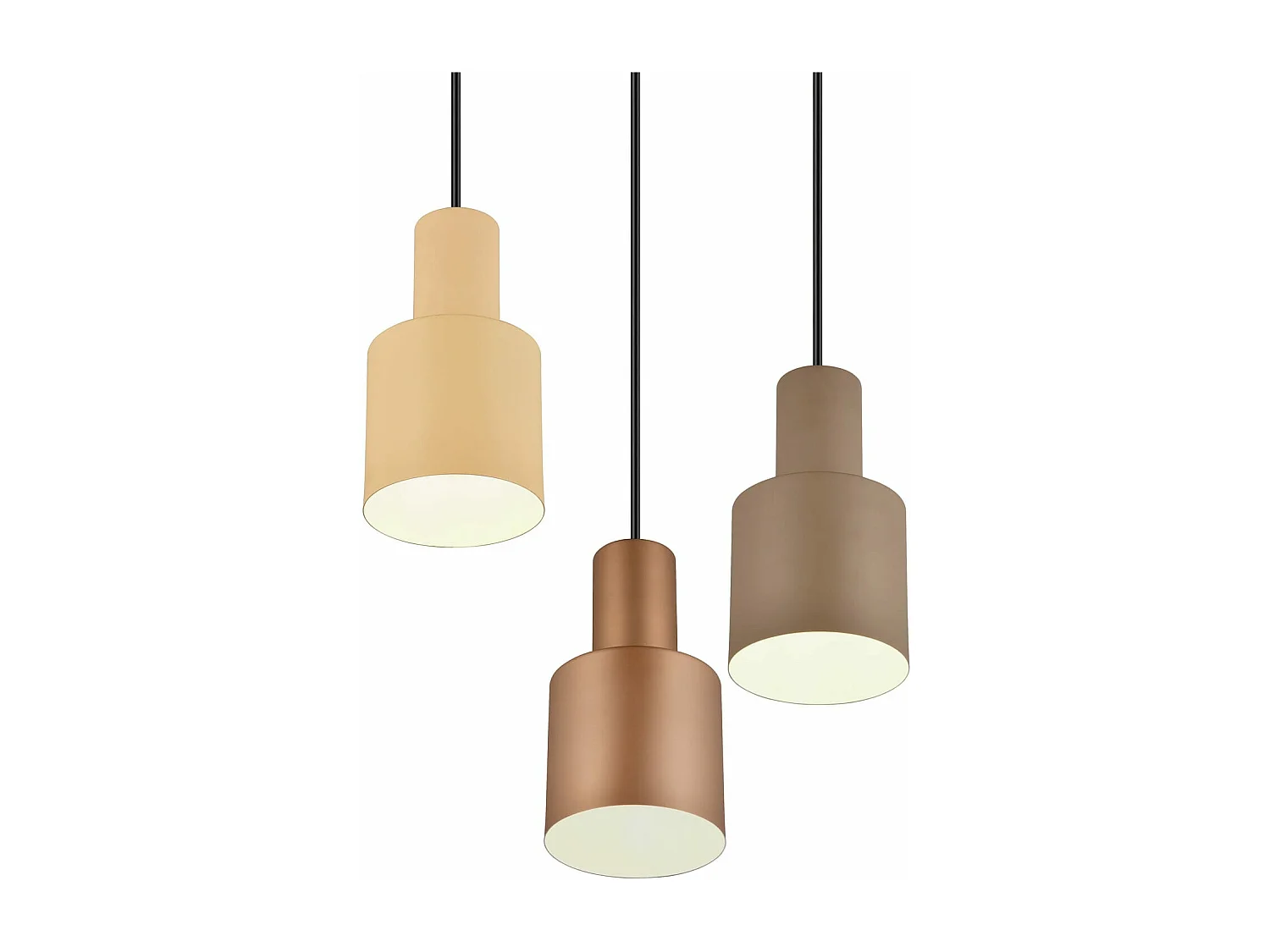 Lampada a sospensione 3 diffusori, metallo, multicolor, 37x150 cm, Agudo