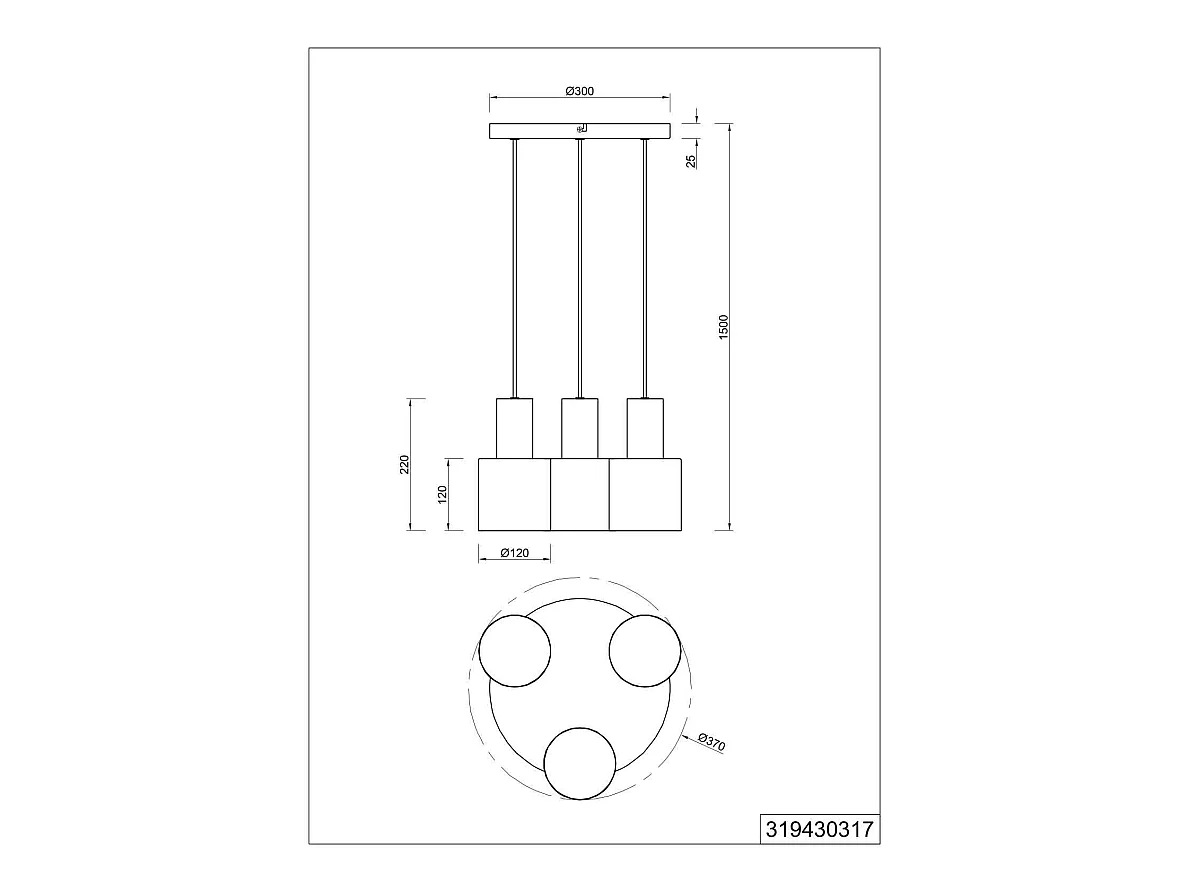Hanglamp AGUDO - 37x37x150 cm - Multikleur
