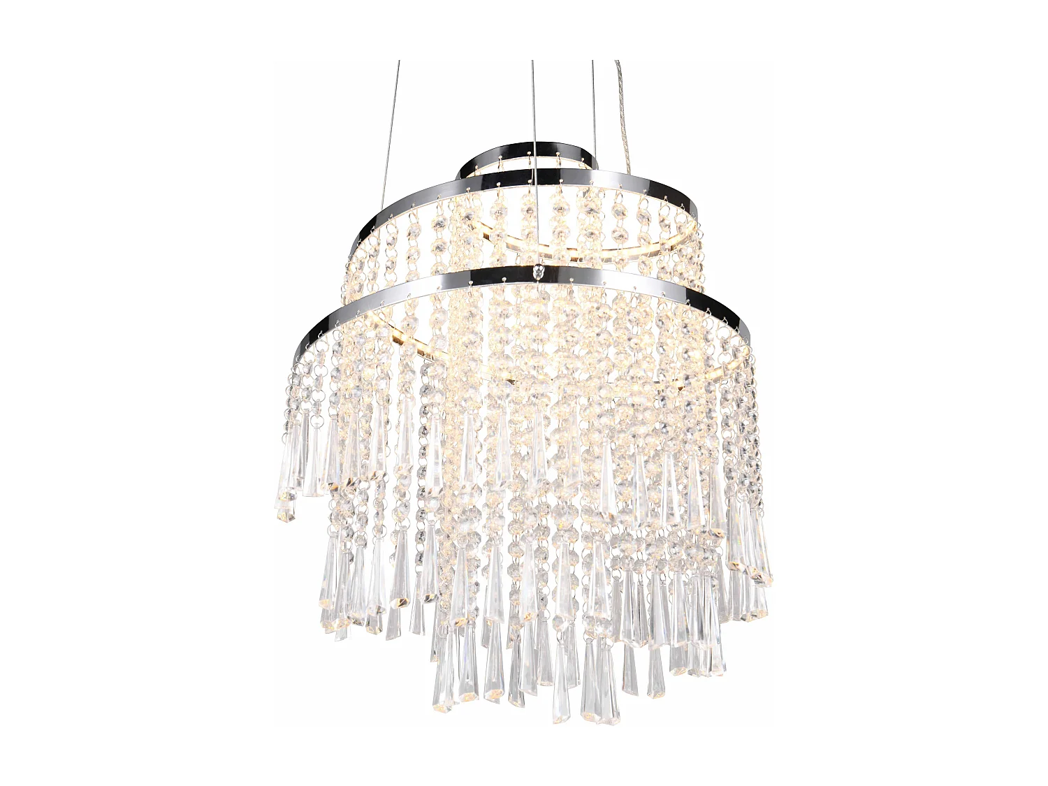 Lampada a sospensione LED con pendenti, metallo cromato, D 38 cm, Pomp