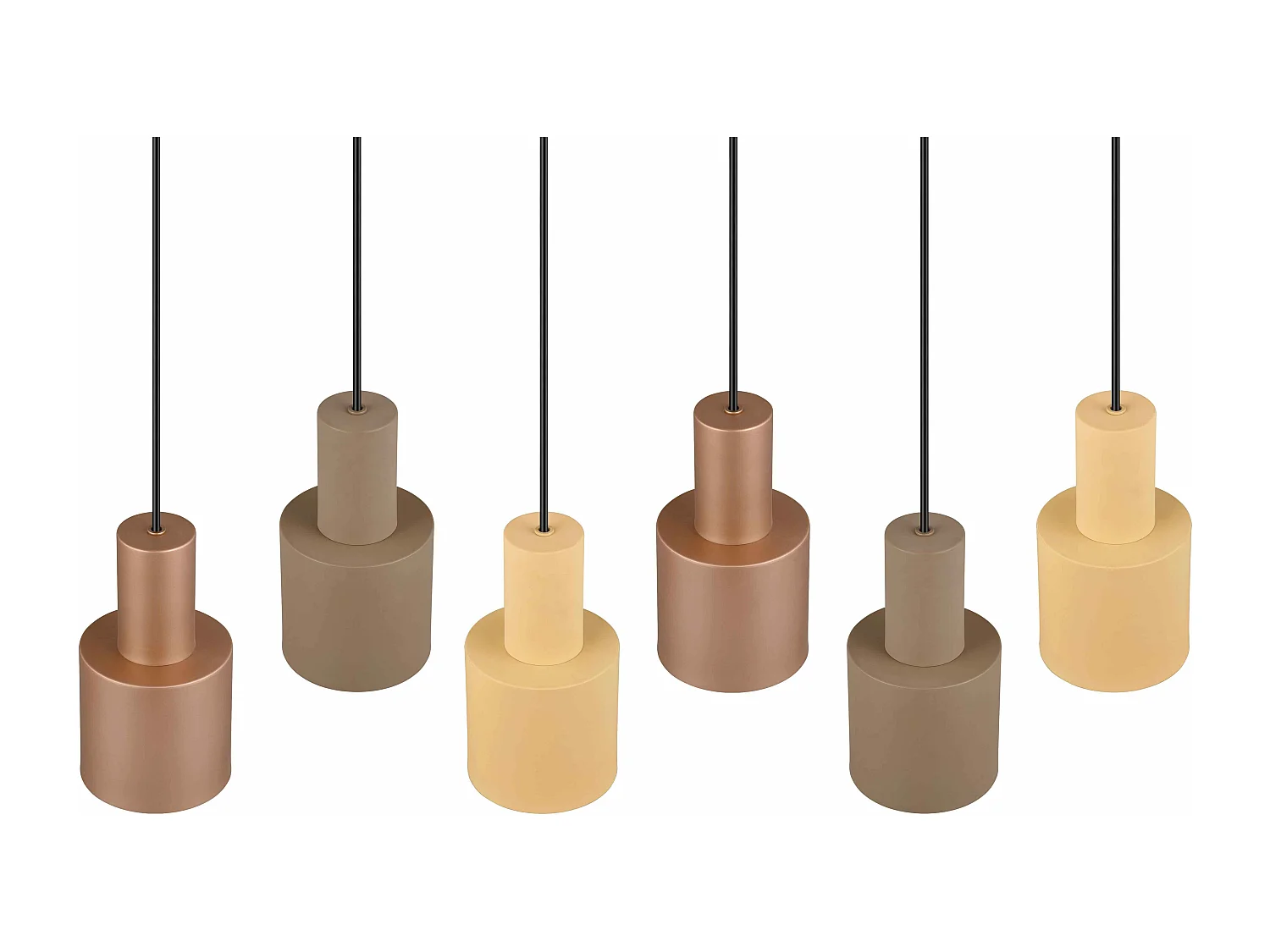 Lampada a sospensione 6 diffusori, metallo, multicolor, 85x150x27 cm, Agudo