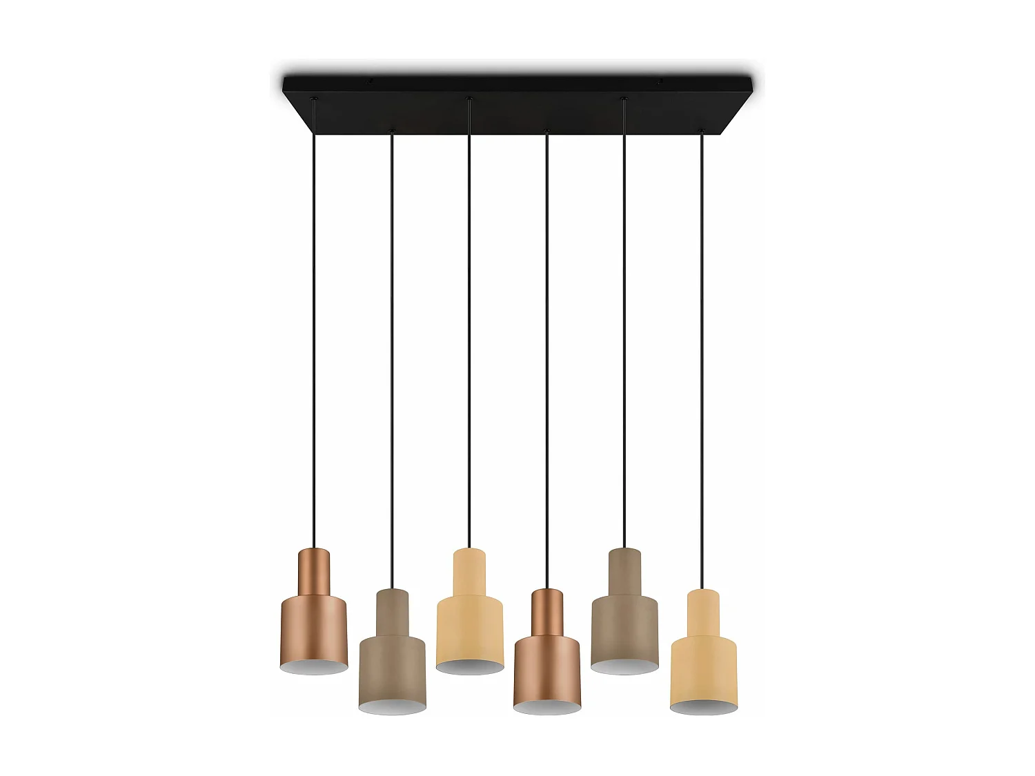 Lampada a sospensione 6 diffusori, metallo, multicolor, 85x150x27 cm, Agudo