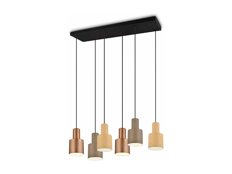 Lampada a sospensione 6 diffusori, metallo, multicolor, 85x150x27 cm, Agudo