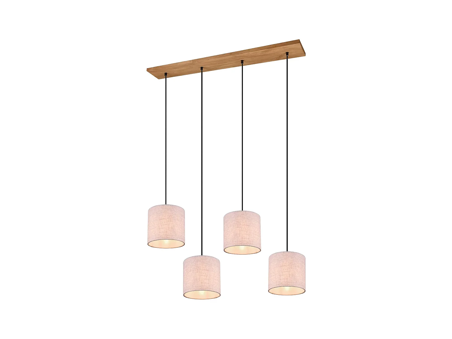 Lampada a sospensione 4 paralumi, legno, sabbia, L 100 cm, Elmau