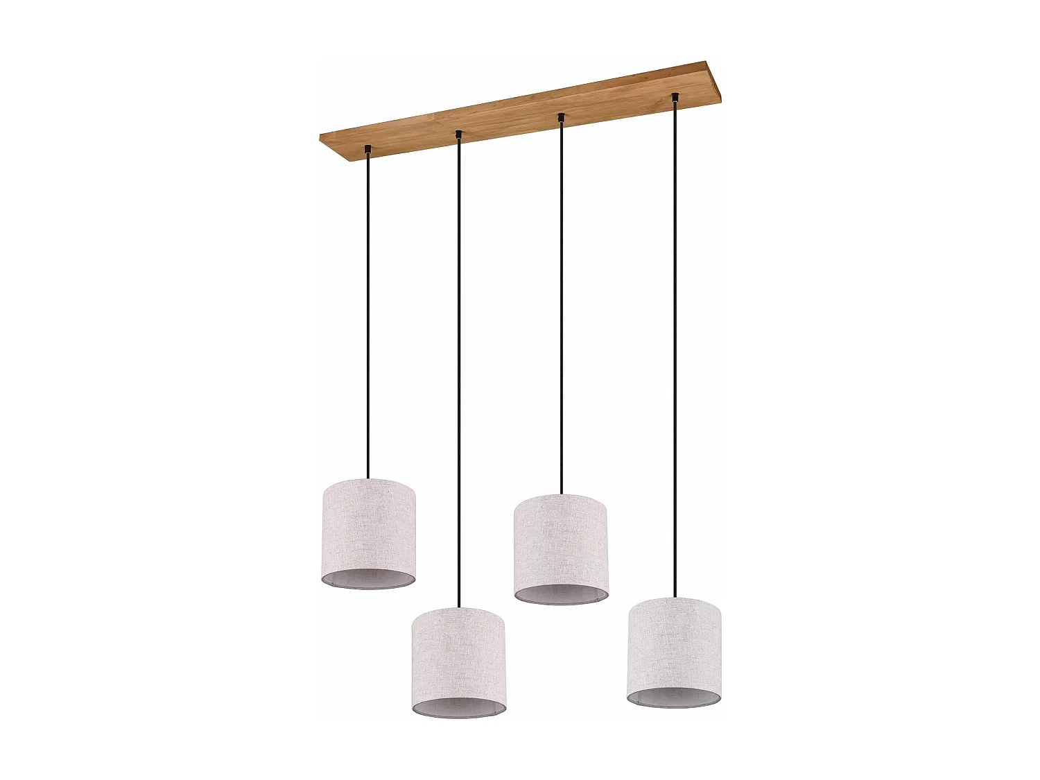 Lampada a sospensione 4 paralumi, legno, sabbia, L 100 cm, Elmau