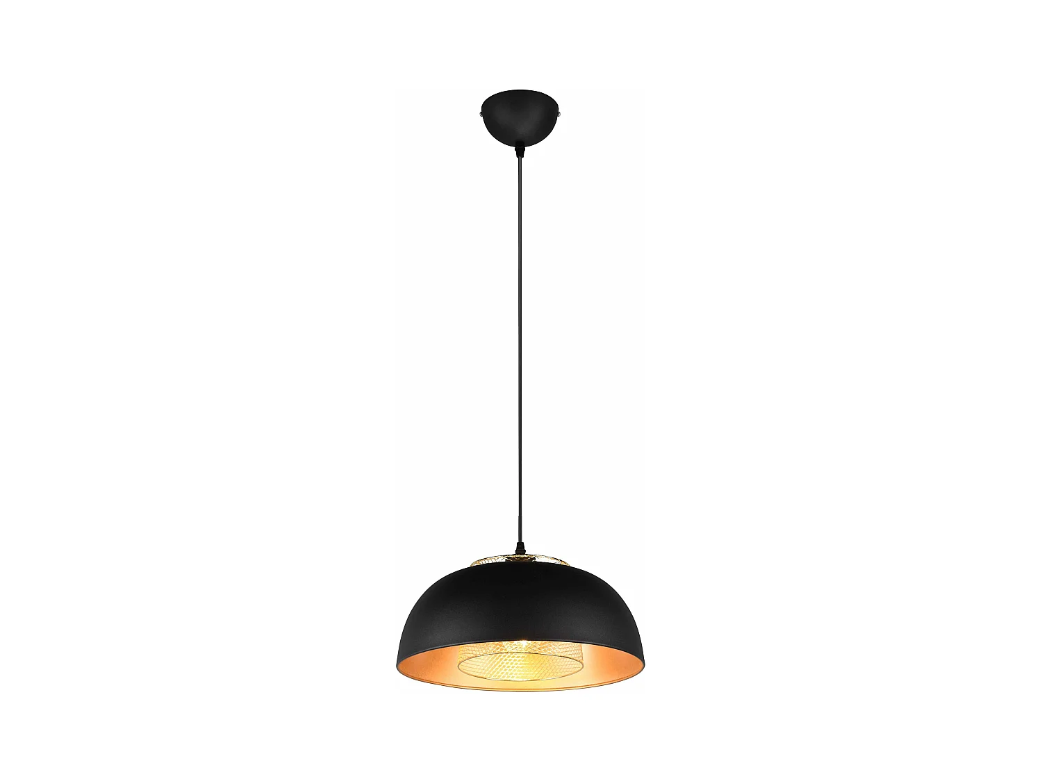 Lampada a sospensione, metallo, nero e oro, D 35 cm, Punch