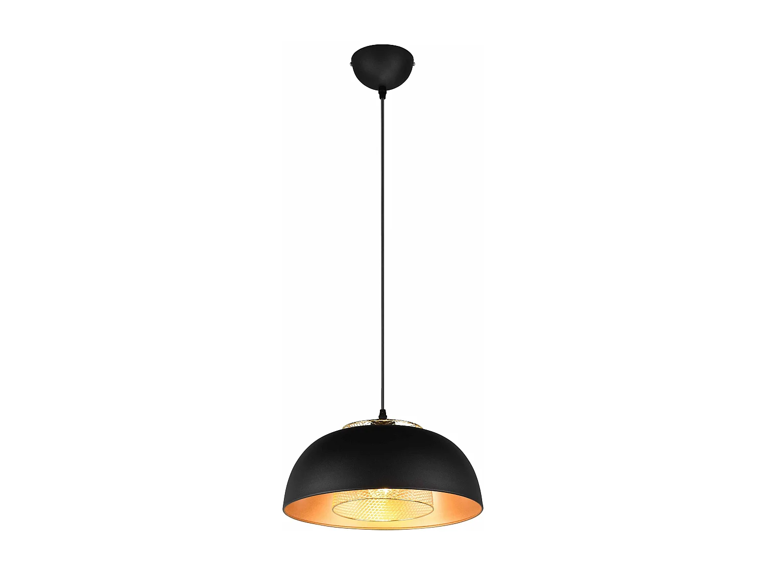 Lampada a sospensione, metallo, nero e oro, D 35 cm, Punch