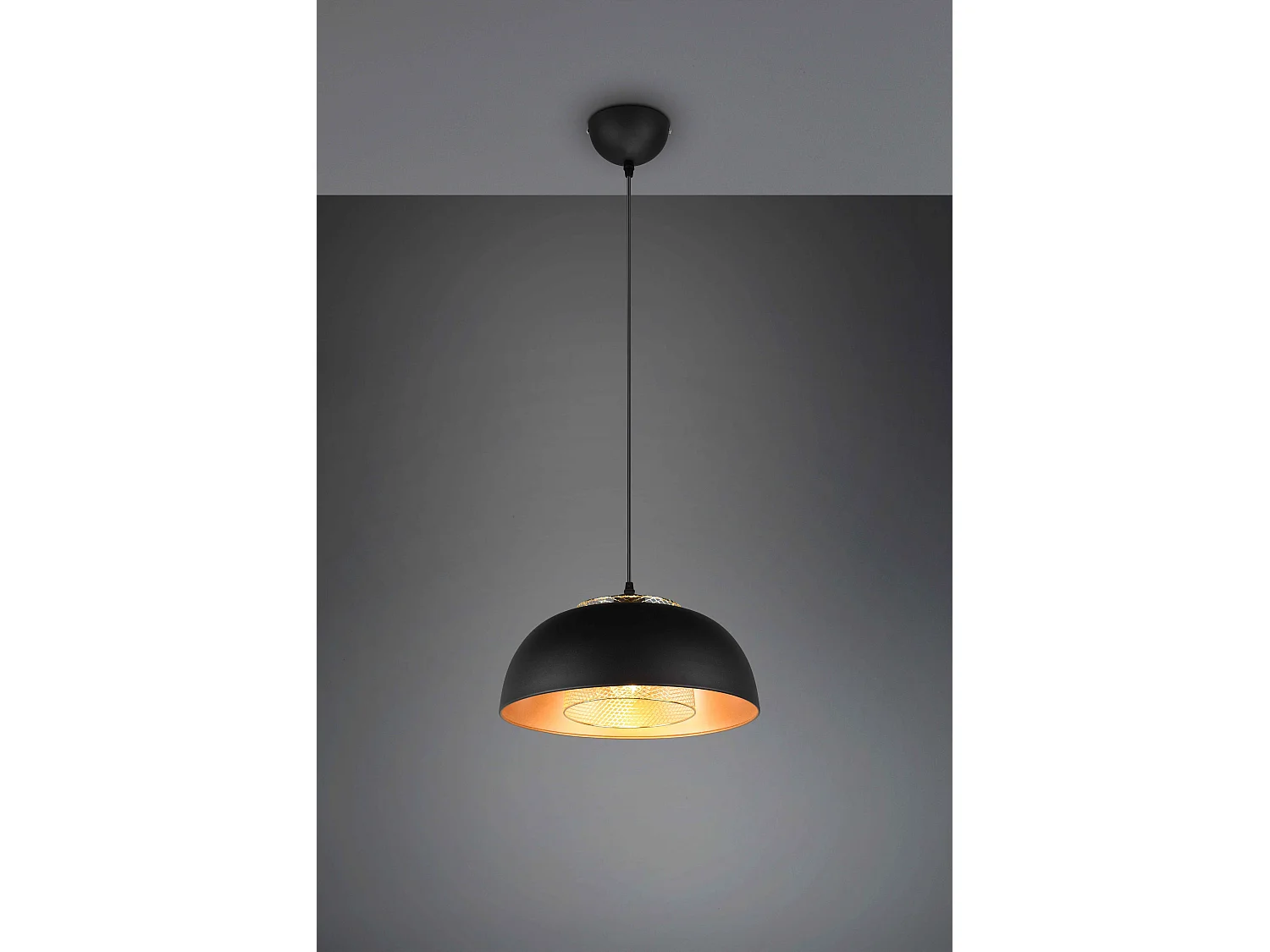 Lampada a sospensione, metallo, nero e oro, D 35 cm, Punch