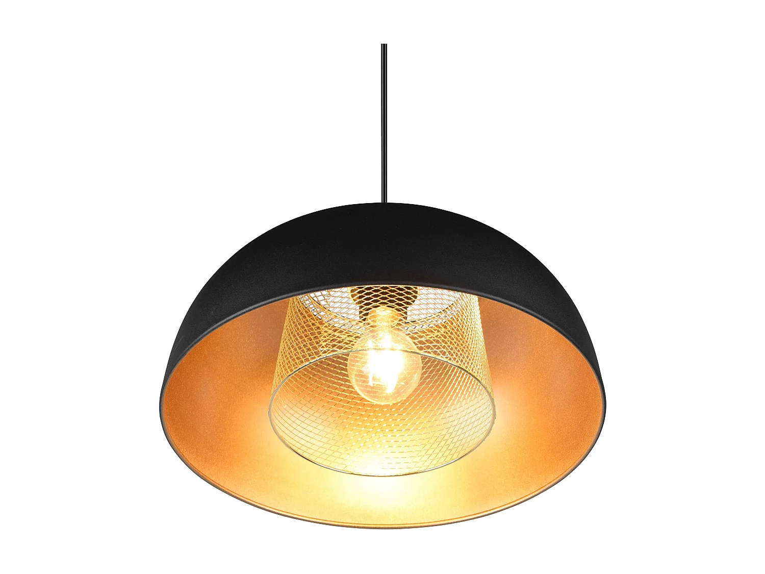 Lampada a sospensione, metallo, nero e oro, D 35 cm, Punch