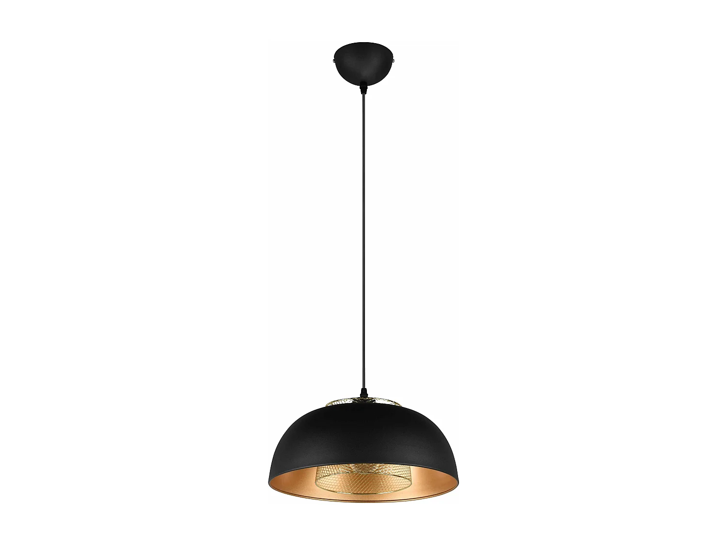 Lampada a sospensione, metallo, nero e oro, D 35 cm, Punch