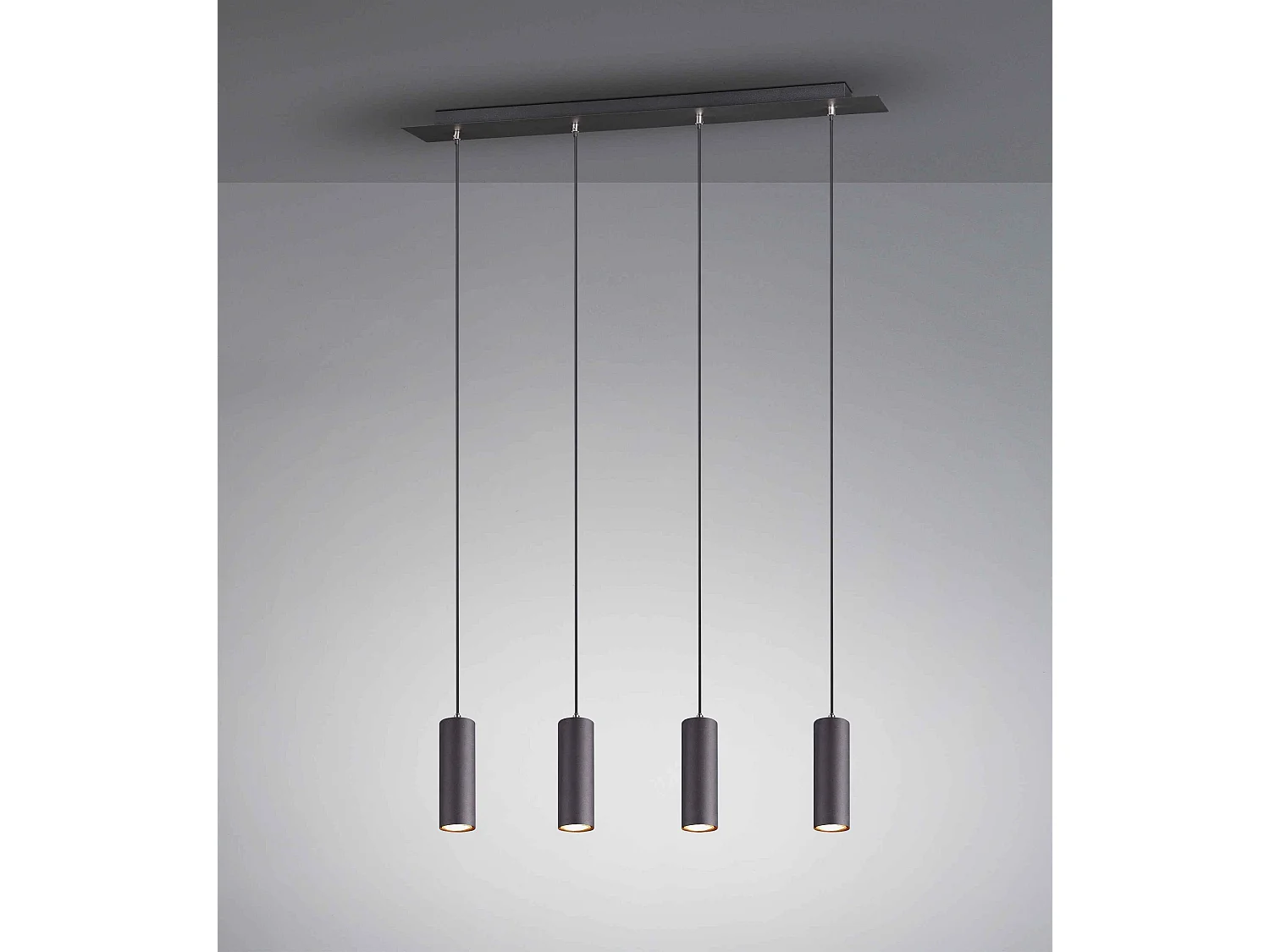 Lampada a sospensione 4 cilindri, metallo, nero, L 75 cm, Marley