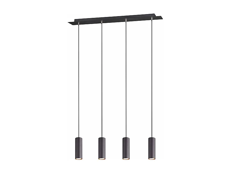 Lampada a sospensione 4 cilindri, metallo, nero, L 75 cm, Marley
