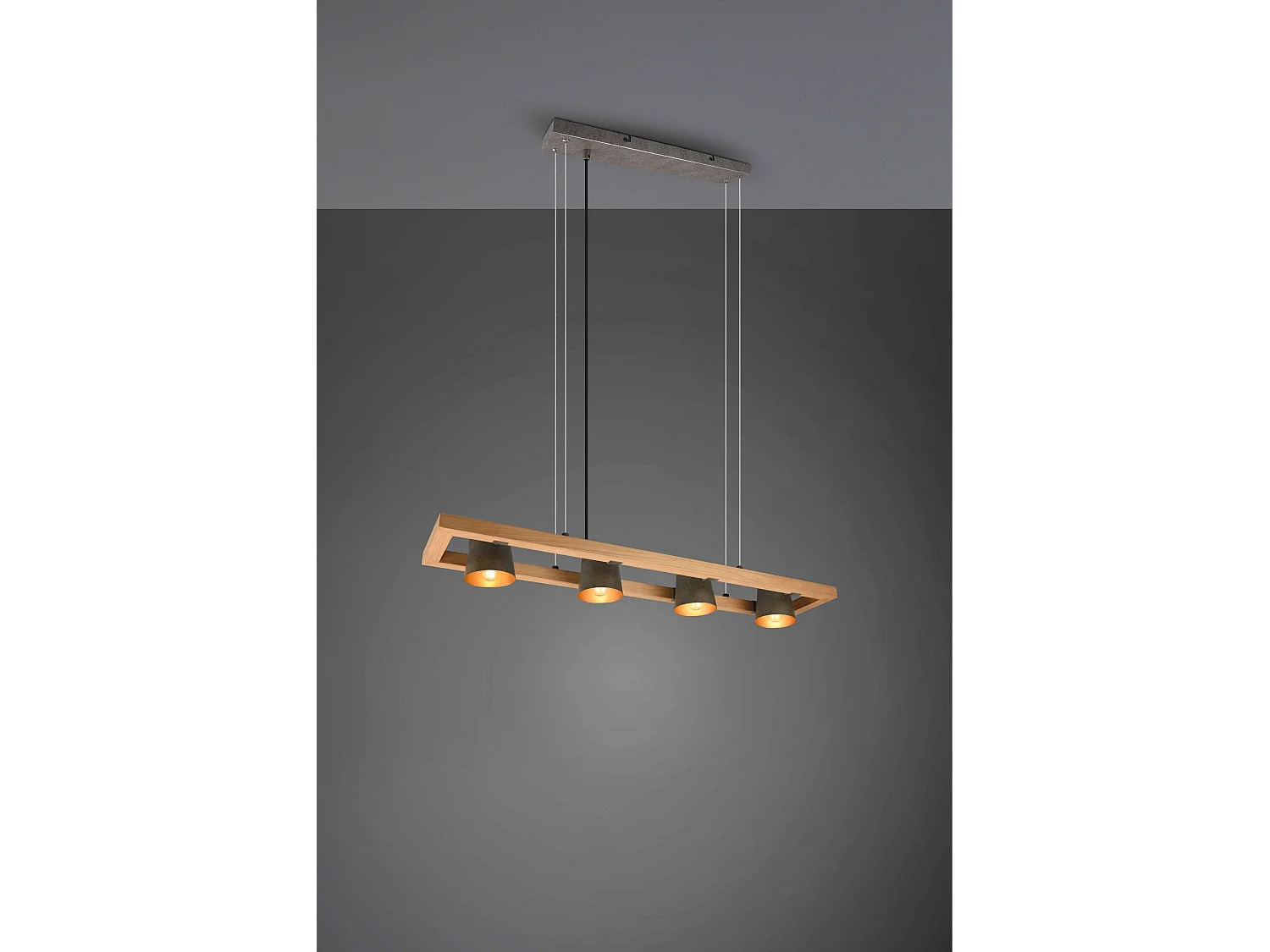 Lampada a sospensione 4 faretti, acciaio anticato e oro, L 100 cm, Bell