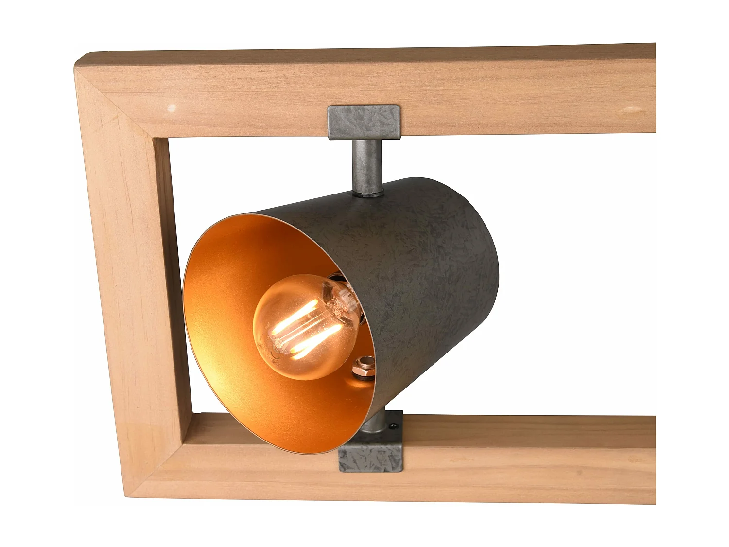 Lampada a sospensione 4 faretti, acciaio anticato e oro, L 100 cm, Bell