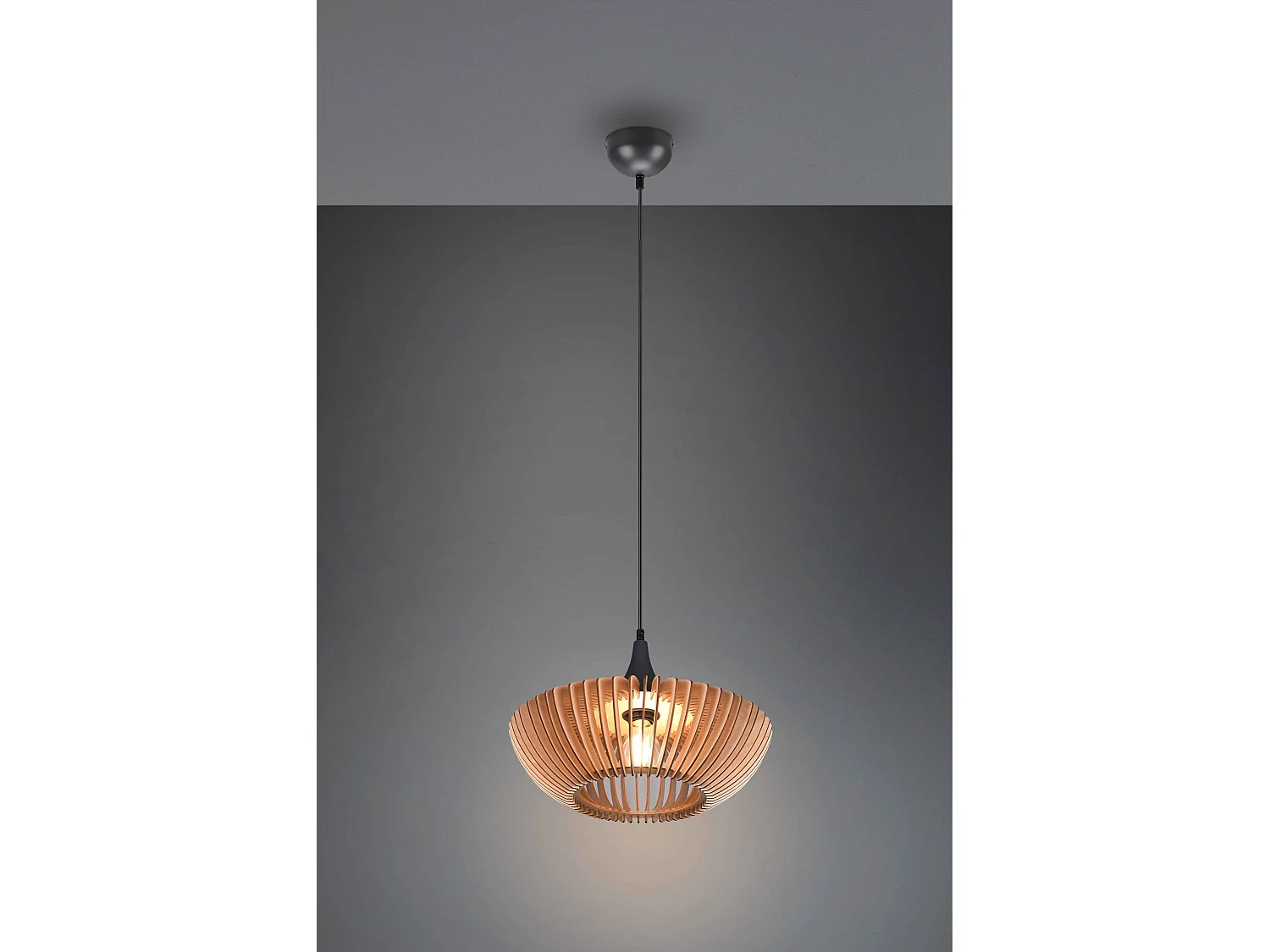 Lampada a sospensione, legno e metallo, antracite, D 40 cm, Colino