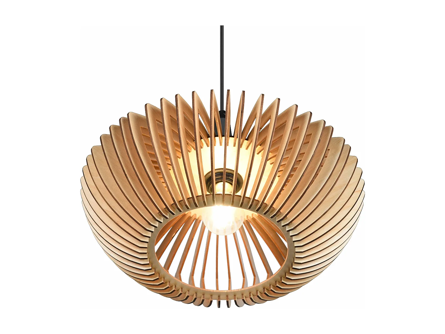 Lampada a sospensione, legno e metallo, antracite, D 40 cm, Colino