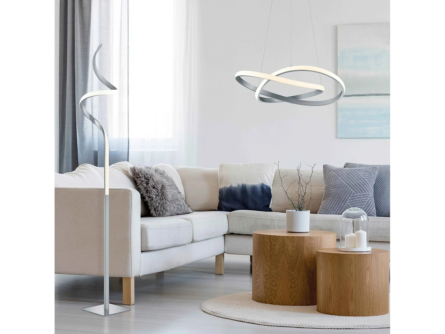 Lampada a sospensione LED cerchio, metallo, acciaio satinato, D 60 cm, Course