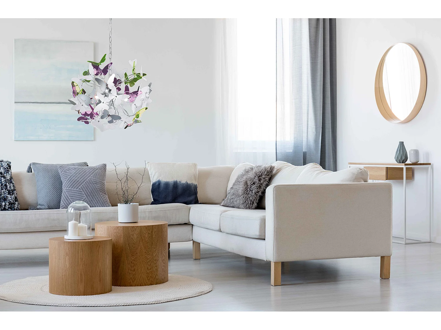 Lampada a sospensione con farfalle, metallo, multicolor, D 50 cm, Butterfly