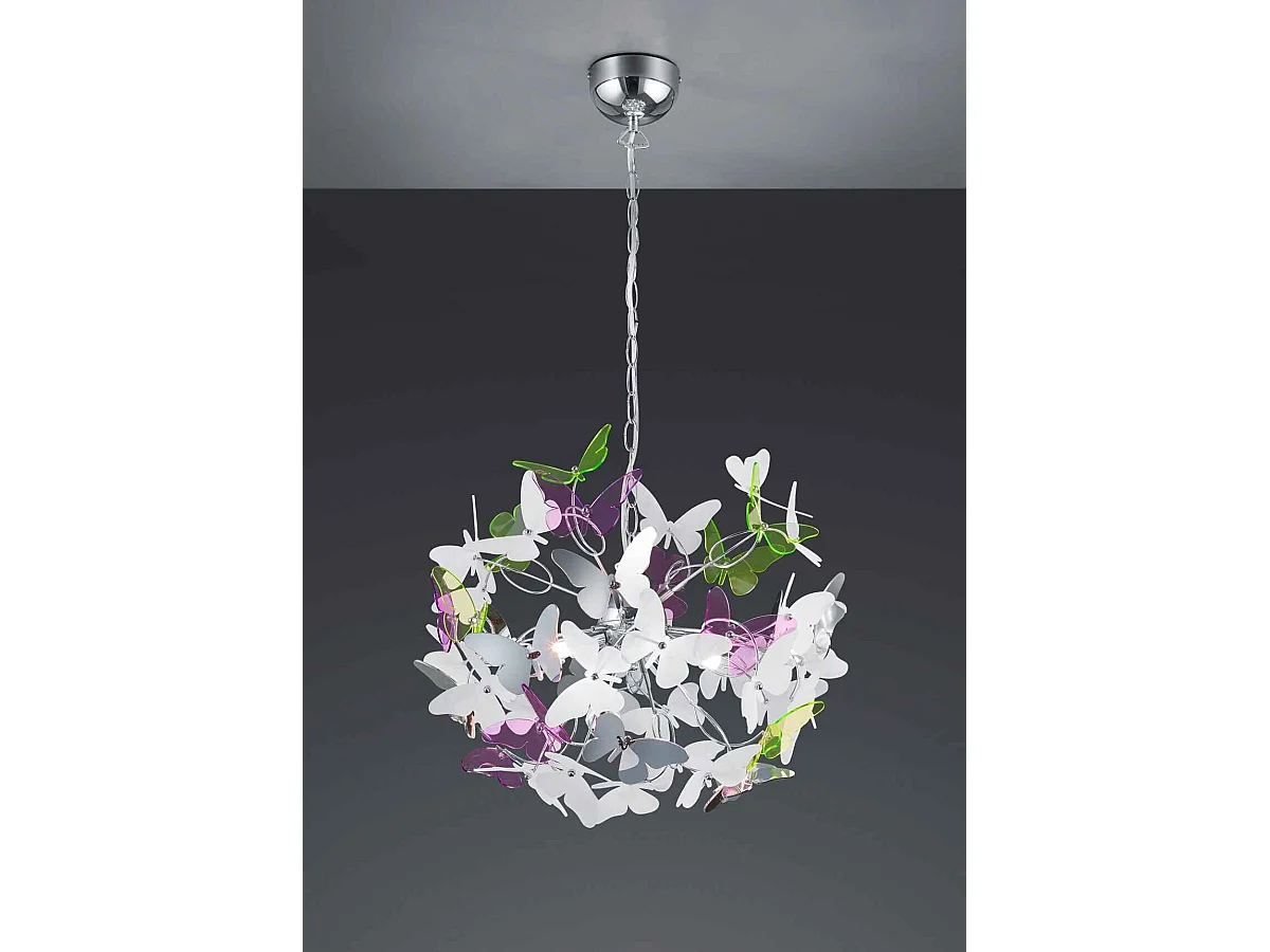 Lampada a sospensione con farfalle, metallo, multicolor, D 50 cm, Butterfly