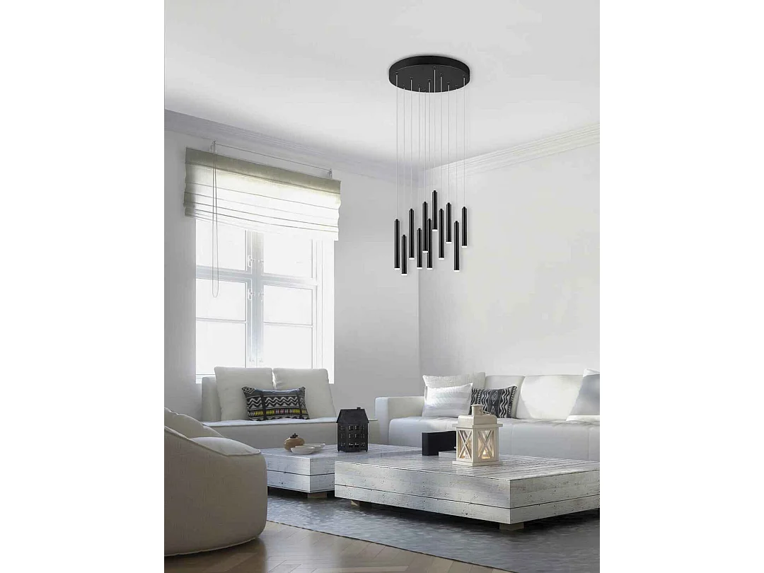 Lampada a sospensione LED rotonda, metallo, nero, D 40 cm, Tubular