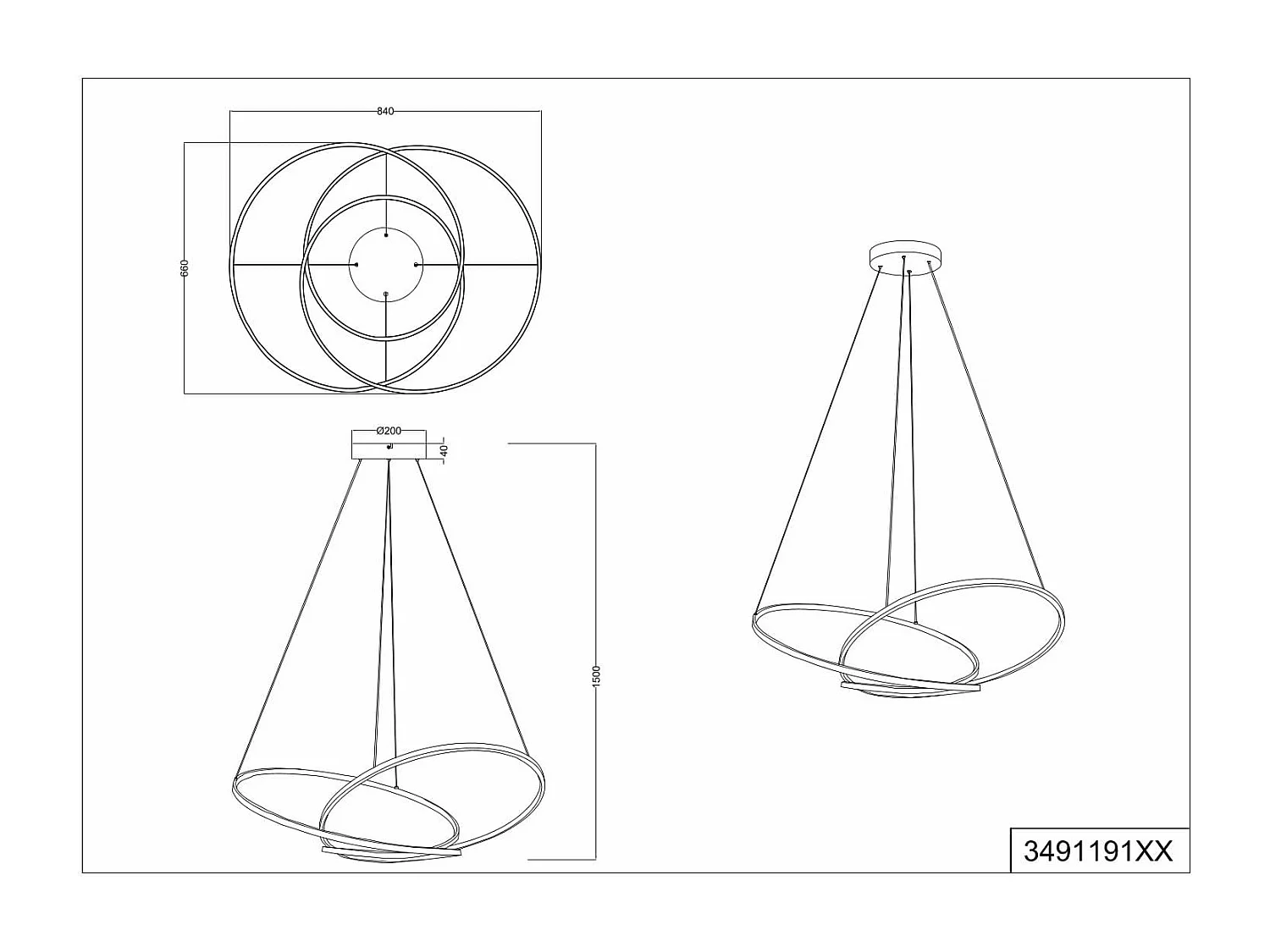 Lampada a sospensione LED, metallo, bianco, D 75 cm, Darvin