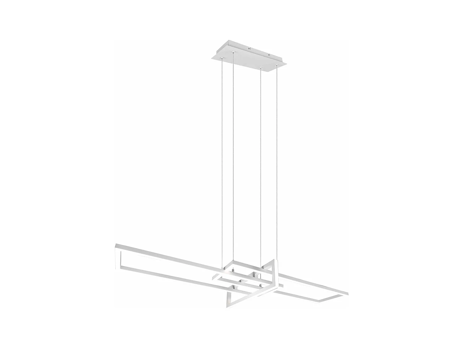 Lampada a sospensione triplo rettangolo, metallo, bianco, L 110 cm, Salinas