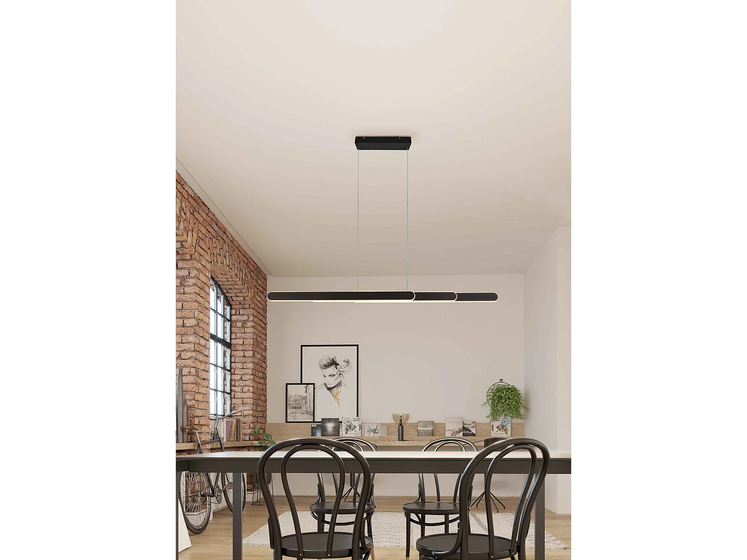 Lampada a sospensione LED a bi-emissione, metallo, nero, L 130 cm, Helios