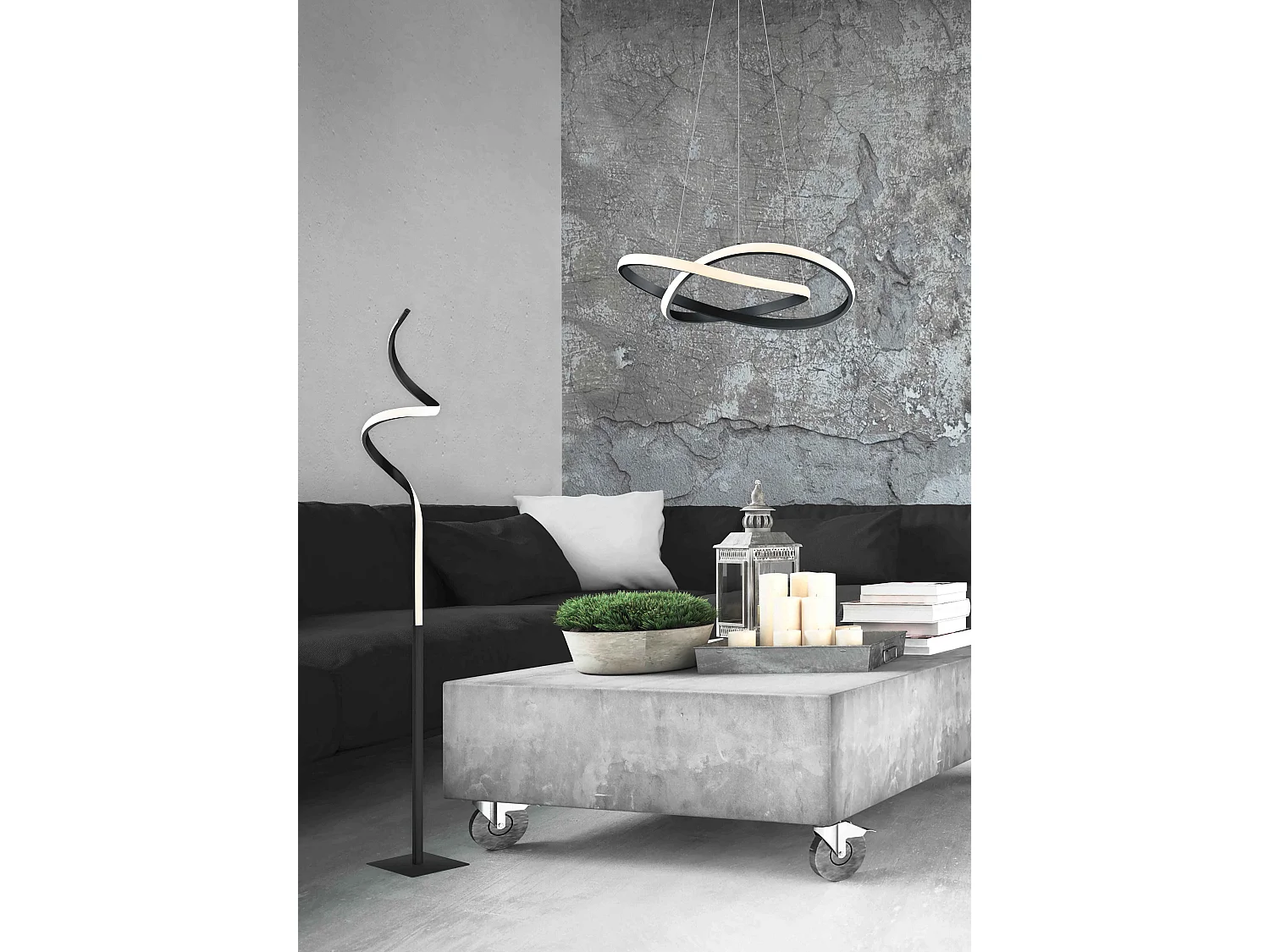 Lampada a sospensione LED cerchio, metallo, antracite, D 60 cm, Course