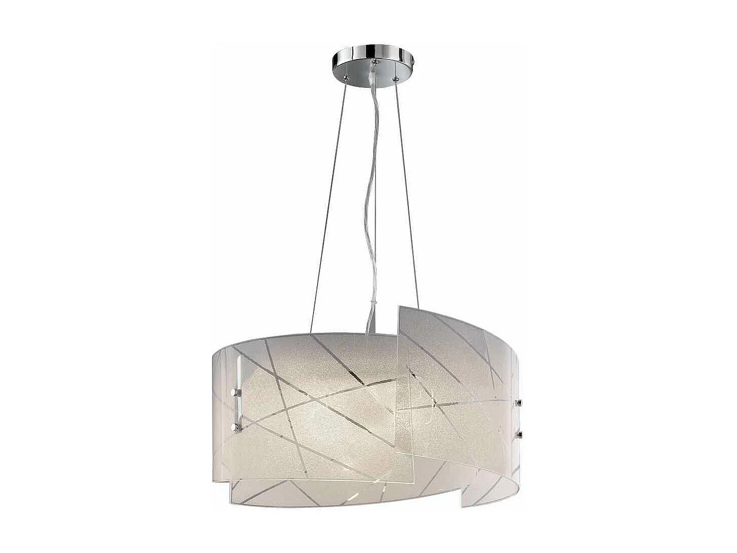 Lampada a sospensione 3 vetri, graniglia con righe, D 50 cm, Sandrina