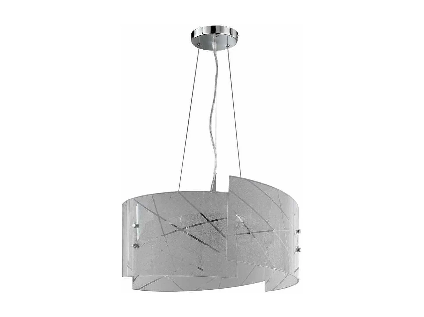 Lampada a sospensione 3 vetri, graniglia con righe, D 50 cm, Sandrina