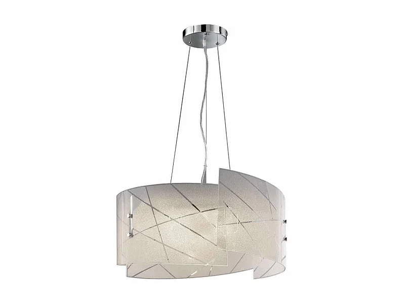 Lampada a sospensione 3 vetri, graniglia con righe, D 50 cm, Sandrina