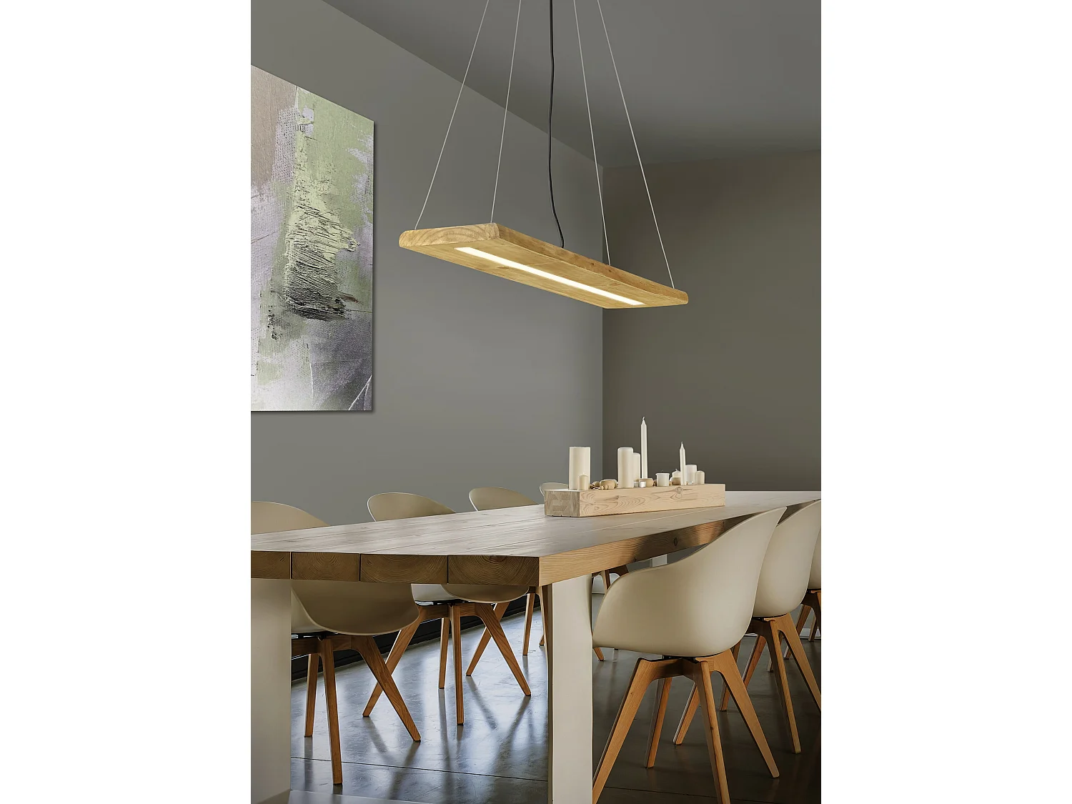 Lampada a sospensione / mensola LED, legno, L 100 cm, Brad