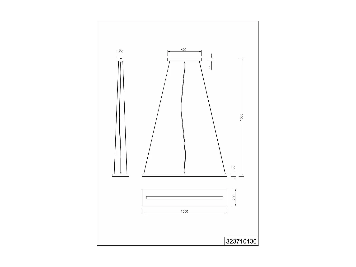 Lampada a sospensione / mensola LED, legno, L 100 cm, Brad