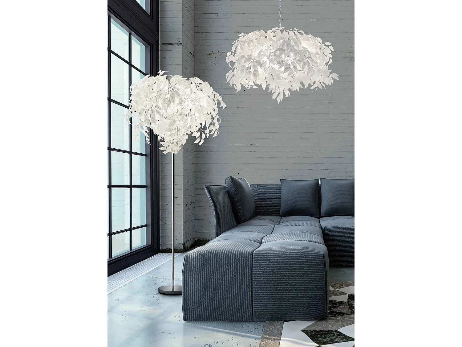 Lampada a sospensione, metallo, bianco, D 70 cm, Leavy