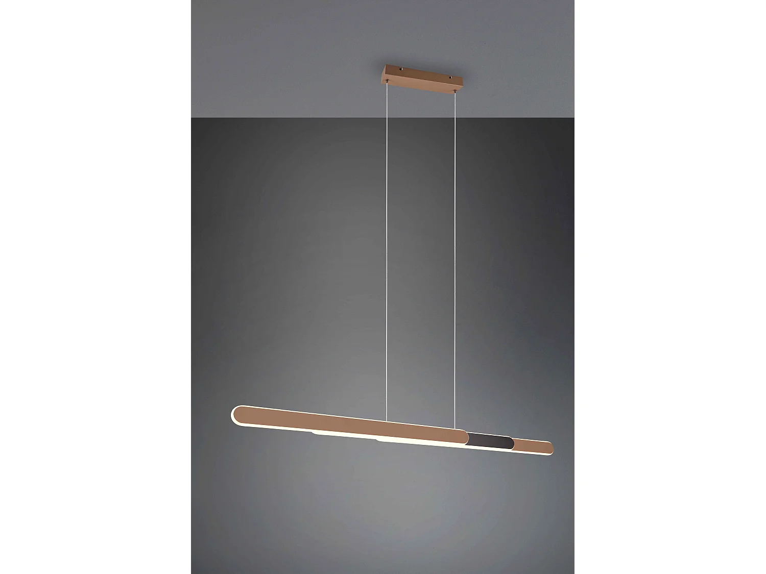 Lampada a sospensione LED a bi-emissione, metallo, caffè, L 130 cm, Helios