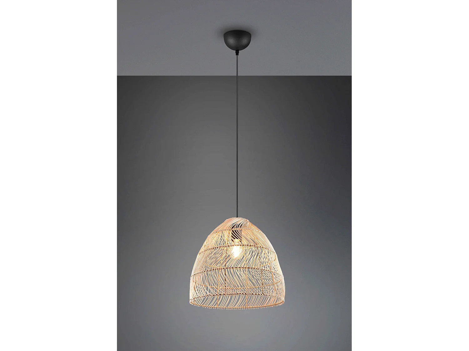 Lampada a sospensione, rattan effetto naturale, D 35 cm, Rike