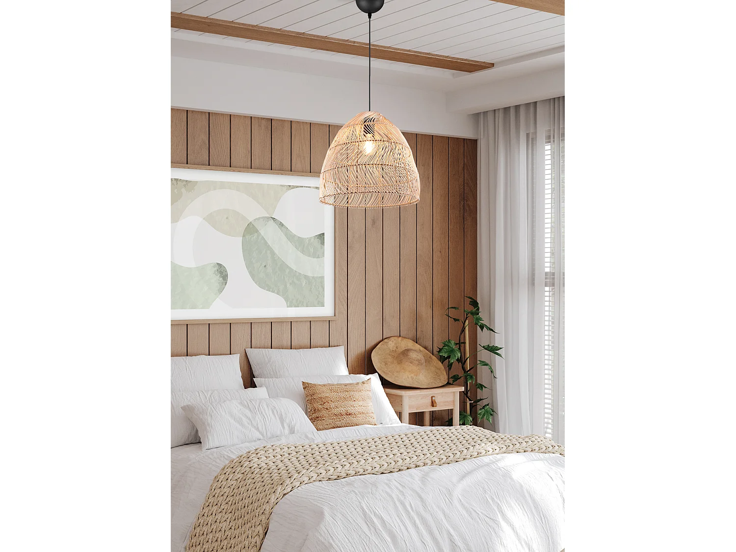 Hanglamp RIKE - 35x35x150 cm - Naturel