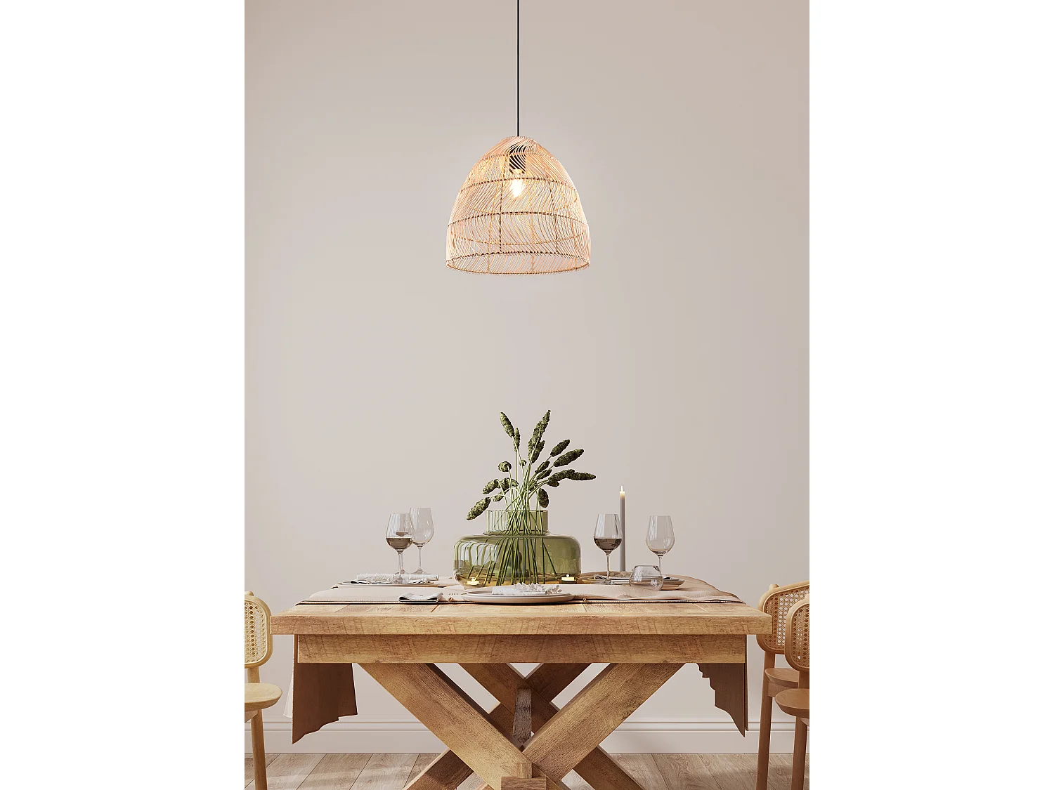 Hanglamp RIKE - 35x35x150 cm - Naturel