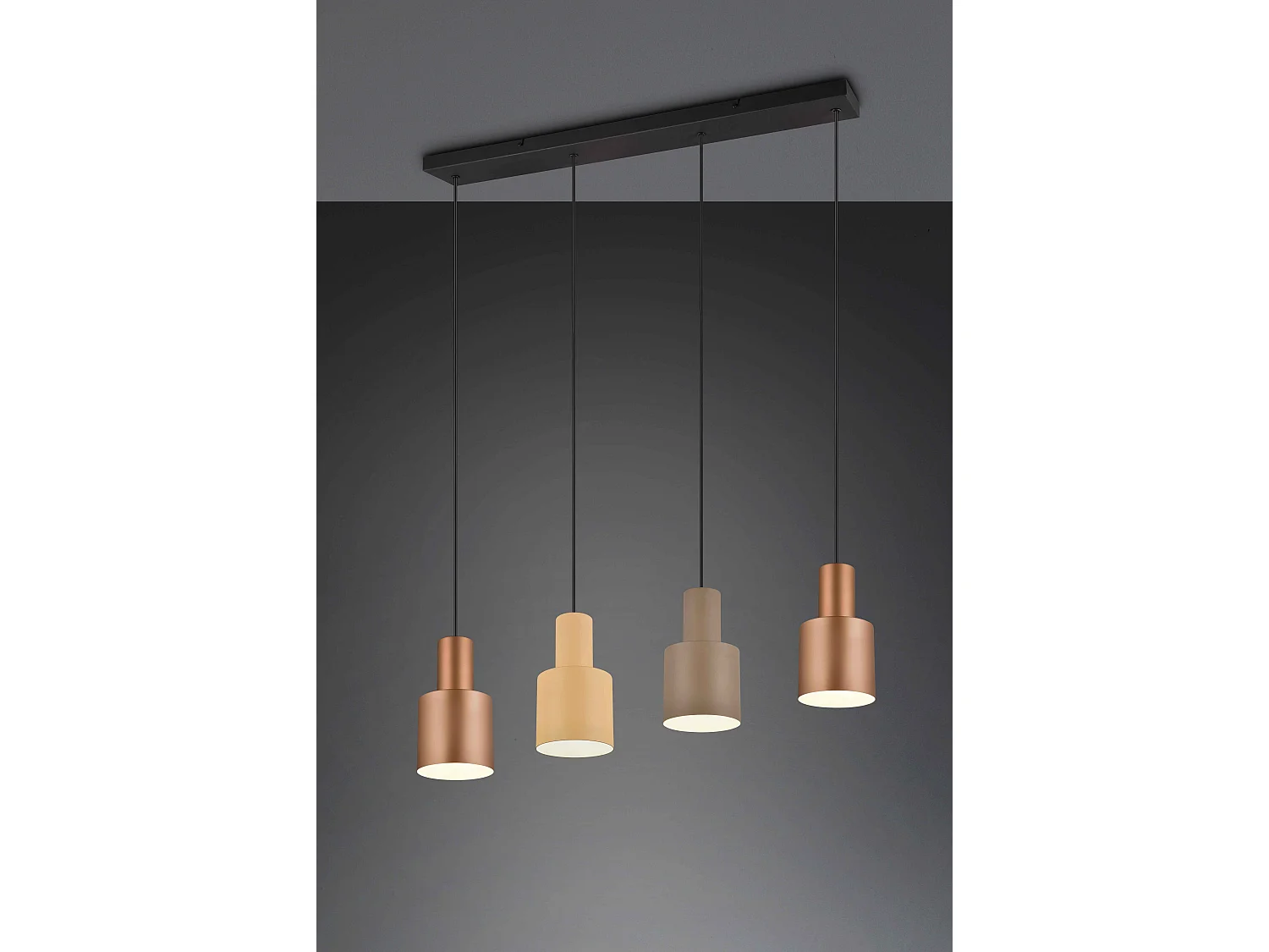 Lampada a sospensione 4 diffusori, metallo, multicolor, 87x150x12 cm, Agudo