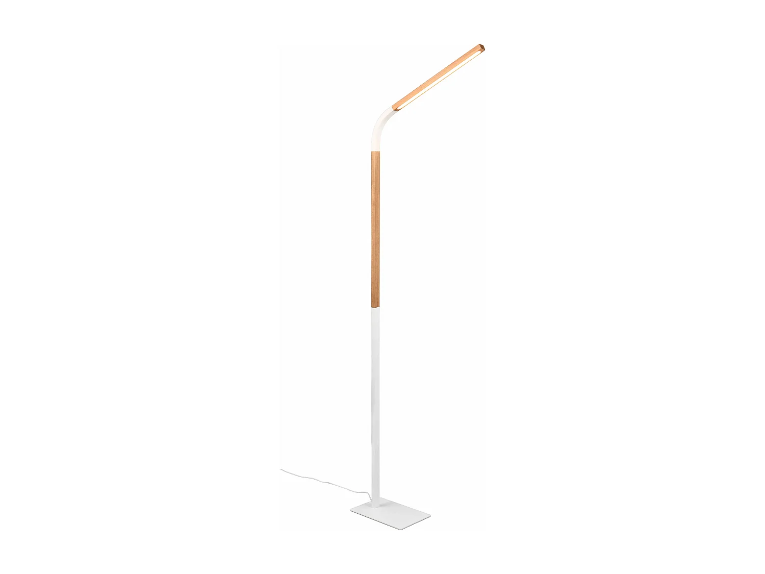 Piantana LED, metallo e legno, bianco e naturale, H 140 cm, Norris