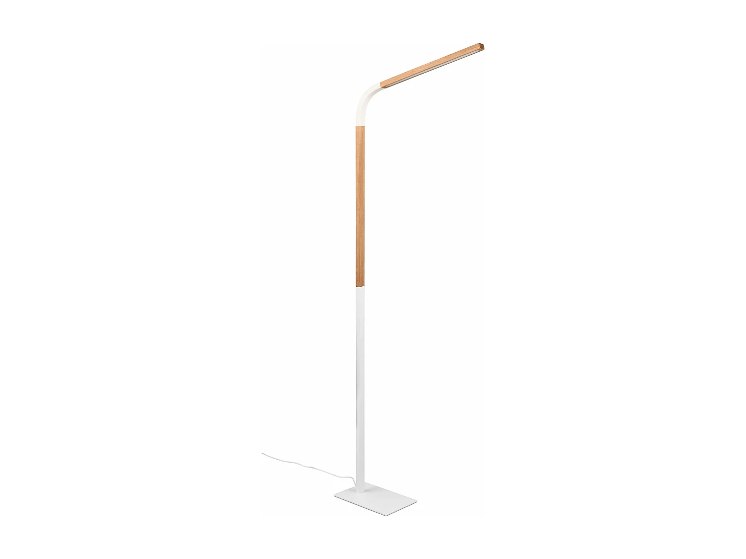 Piantana LED, metallo e legno, bianco e naturale, H 140 cm, Norris