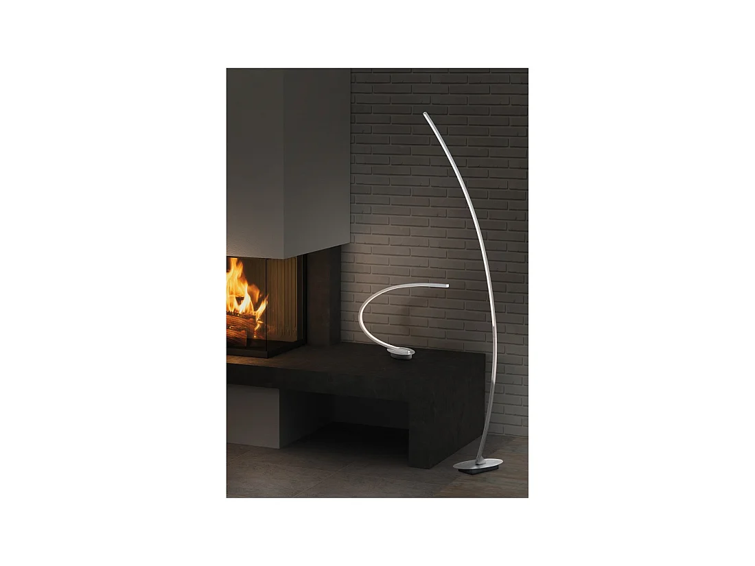 Piantana ad arco LED, metallo, alluminio spazzolato, H 158 cm, Solo