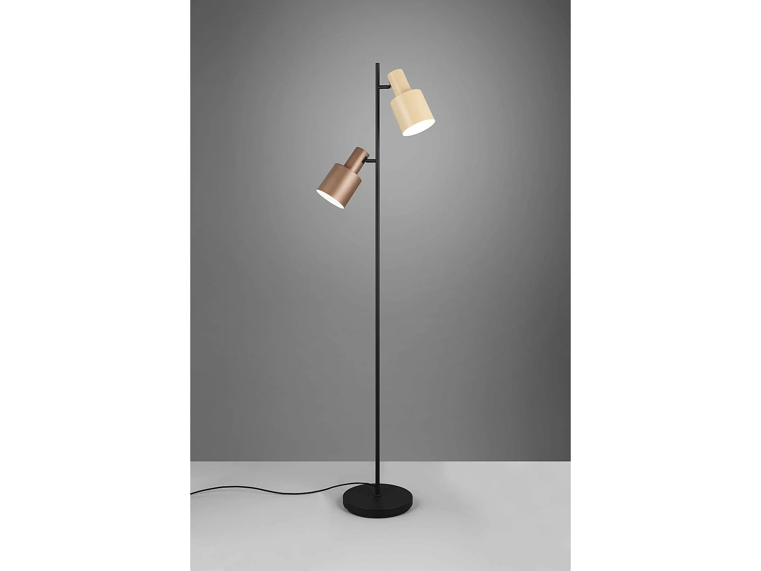 Piantana 2 diffusori, metallo, beige e caffè, H 160 cm, Agudo