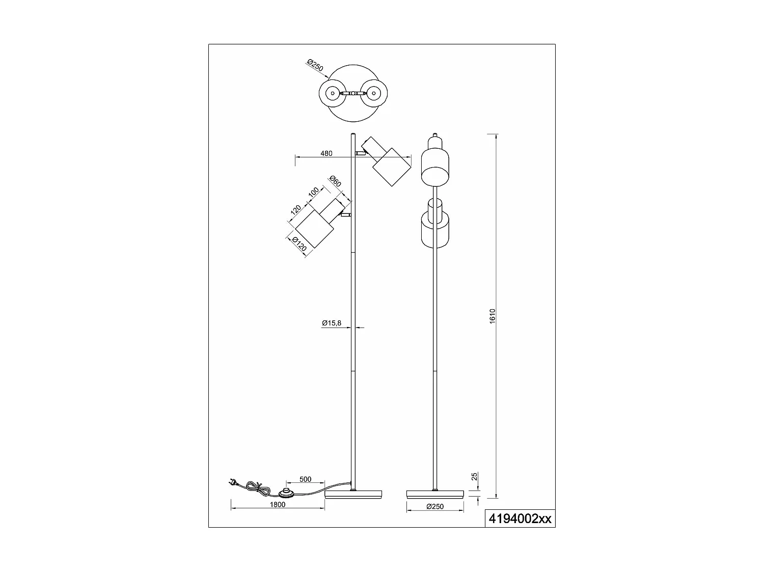 Piantana 2 diffusori, metallo, beige e caffè, H 160 cm, Agudo