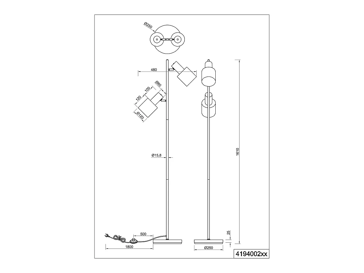 Vloerlamp AGUDO - 0x0x161 cm - Multikleur